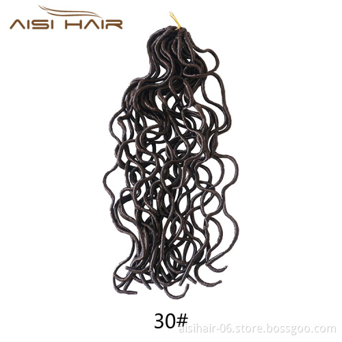 Aisi Hair Faux Locs Curly Crochet Hair Extensions 18inch Long 24 Roots Soft Crochet Braids Dreadlock Hairpieces